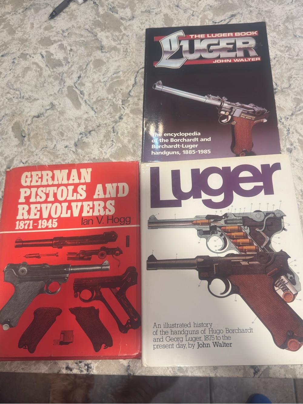 Luger & German Pistols Reference Books - Red, Black, White Covers 3 books